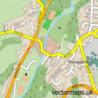 Street map sample of Thongsbridge, West Yorkshire