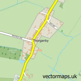 Street map sample of Thorganby, North Yorkshire