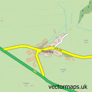 Street map sample of Thorlby, North Yorkshire