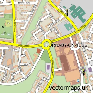 Street map sample of Thornaby-on-Tees, North Yorkshire