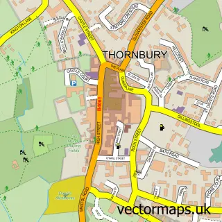 Street map sample of Thornbury, Gloucestershire