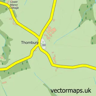 Street map sample of Thornbury, Devon