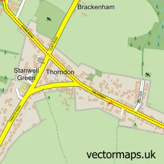Street map sample of Thorndon, Suffolk