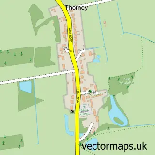 Street map sample of Thorney, Nottinghamshire