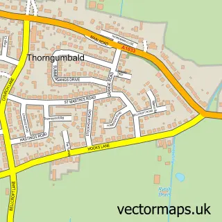 Street map sample of Thorngumbald, East Riding of Yorkshire