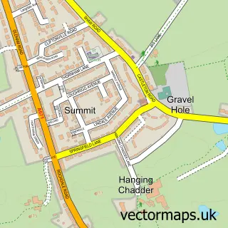 Street map sample of Thornham, Greater Manchester