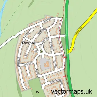 Street map sample of Thornhill, Cumbria