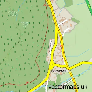 Street map sample of Thornthwaite, Cumbria