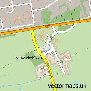 Street map sample of Thornton le Moors, Cheshire