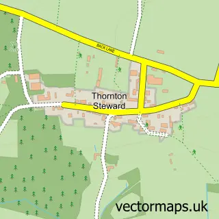 Street map sample of Thornton Steward, North Yorkshire