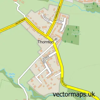 Street map sample of Thornton, North Yorkshire