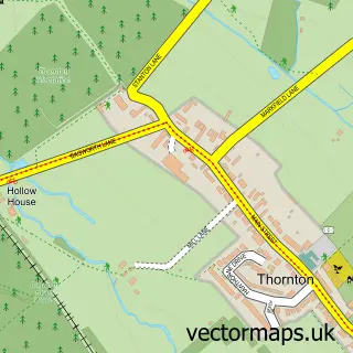 Street map sample of Thornton, Leicestershire