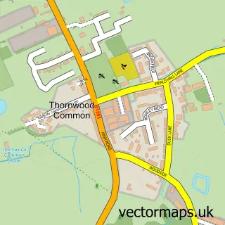 Street map sample of Thornwood Common, Essex