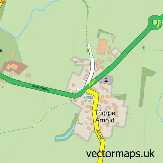 Street map sample of Thorpe Arnold, Leicestershire