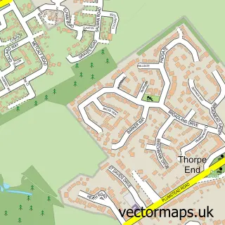 Street map sample of Thorpe End, Norfolk