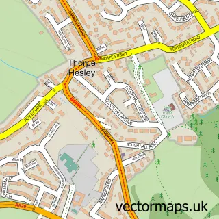 Street map sample of Thorpe Hesley, South Yorkshire