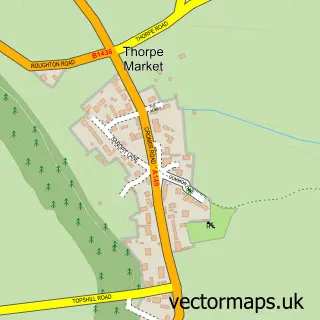 Street map sample of Thorpe Market, Norfolk