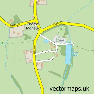 Street map sample of Thorpe Morieux, Suffolk