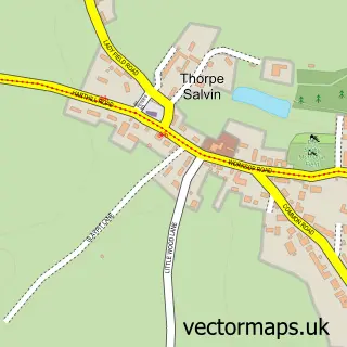 Street map sample of Thorpe Salvin, South Yorkshire