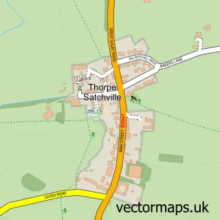 Street map sample of Thorpe Satchville, Leicestershire