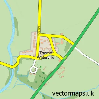 Street map sample of Thorpe Waterville, Northamptonshire