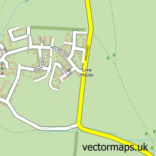Street map sample of Thorpebury in the Limes, Leicestershire