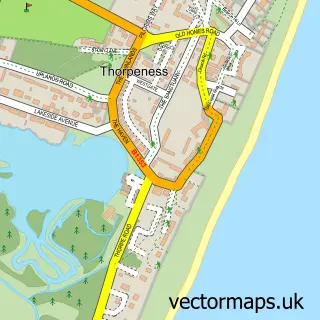 Street map sample of Thorpeness, Suffolk