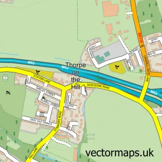 Street map sample of Thorpe-on-the-Hill, West Yorkshire