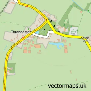 Street map sample of Thrandeston, Suffolk