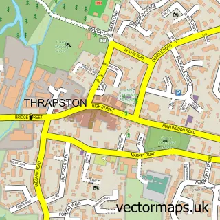 Street map sample of Thrapston, Northamptonshire