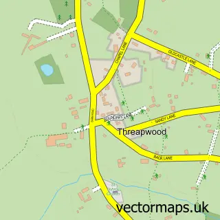 Street map sample of Threapwood, Cheshire