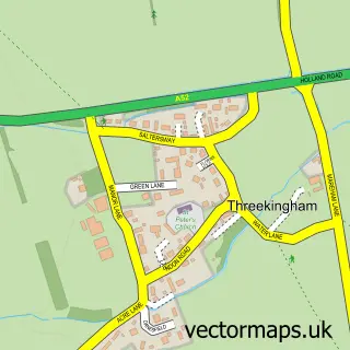 Street map sample of Threekingham, Lincolnshire