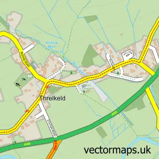 Street map sample of Threlkeld, Cumbria