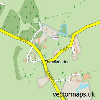 Street map sample of Throckmorton, Worcestershire
