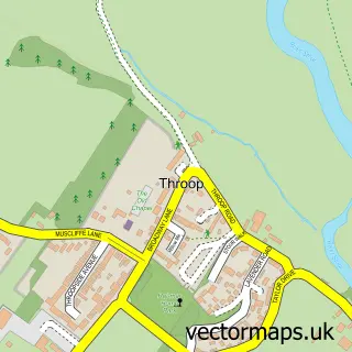 Street map sample of Throop, Dorset