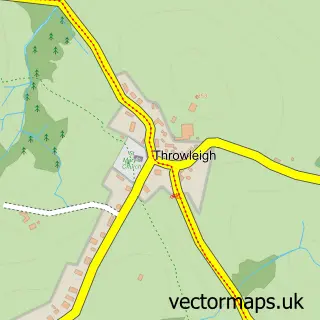 Street map sample of Throwleigh, Devon