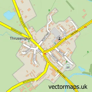 Street map sample of Thrussington, Leicestershire