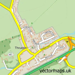Street map sample of Thruxton, Hampshire