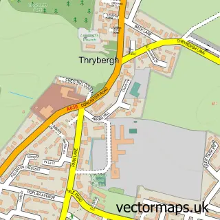 Street map sample of Thrybergh, South Yorkshire