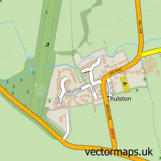 Street map sample of Thulston, Derbyshire
