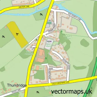 Street map sample of Thundridge, Hertfordshire