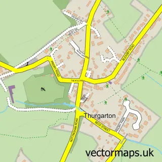 Street map sample of Thurgarton, Nottinghamshire