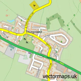 Street map sample of Thurgoland, South Yorkshire