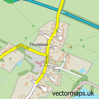 Street map sample of Thurlaston, Warwickshire