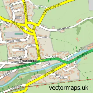 Street map sample of Thurlstone, South Yorkshire