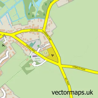 Street map sample of Thurlton, Norfolk