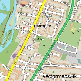 Street map sample of Thurmaston, Leicestershire