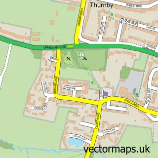 Street map sample of Thurnby, Leicestershire