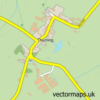 Street map sample of Thurning, Northamptonshire