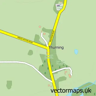 Street map sample of Thurning, Norfolk